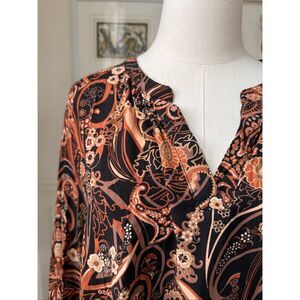 Betty Barclay Germany Tunic Blouse Folk Art Print $90 20 2X